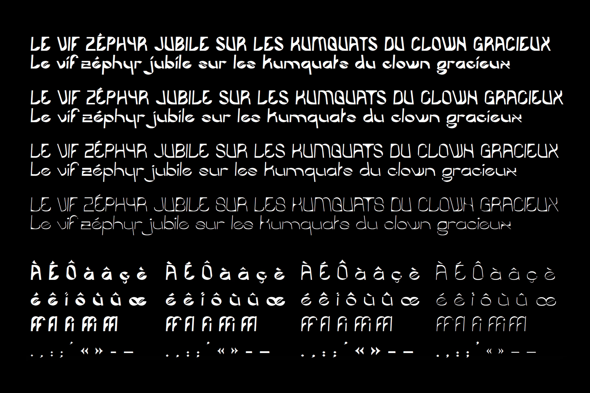 Samples of letters and words in various typefaces, combining handwritten and printed letters with sketches and construction grids.