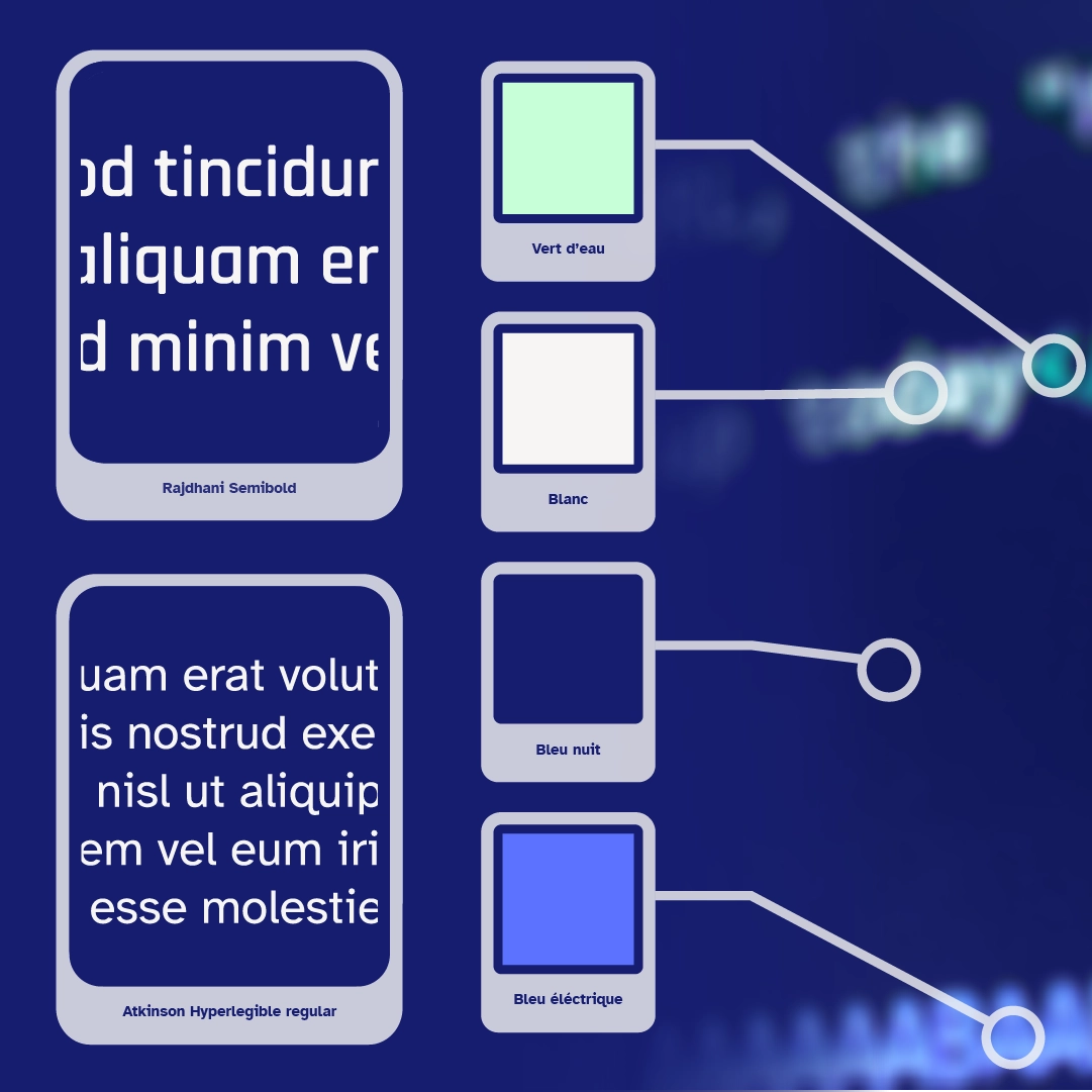 Color palette and typography used for the Numéris Data rebranding.