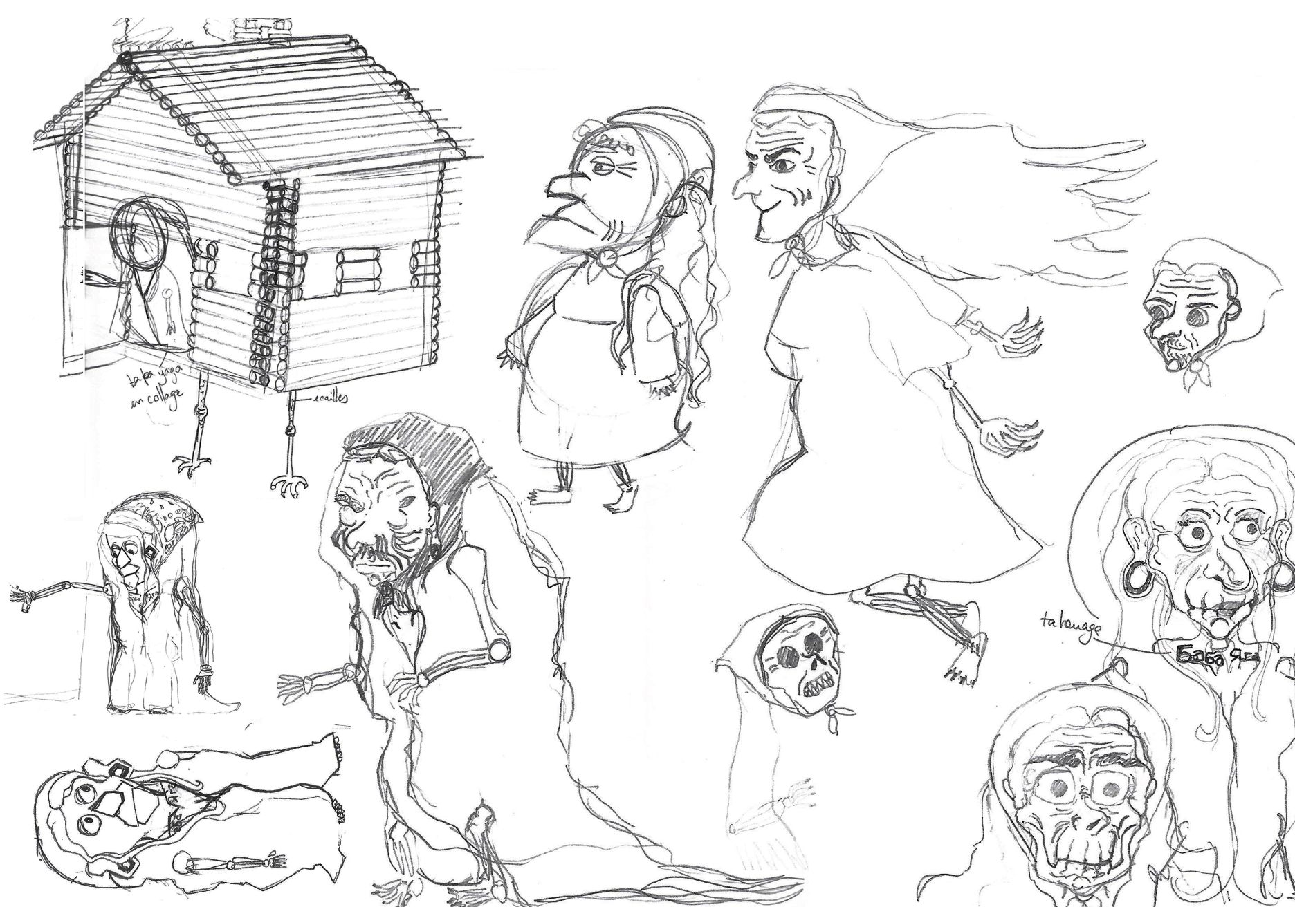 Character sketches from 'Tsarevna the Frog,' showing preliminary drawings of Ivan Tsarevitch and other characters.