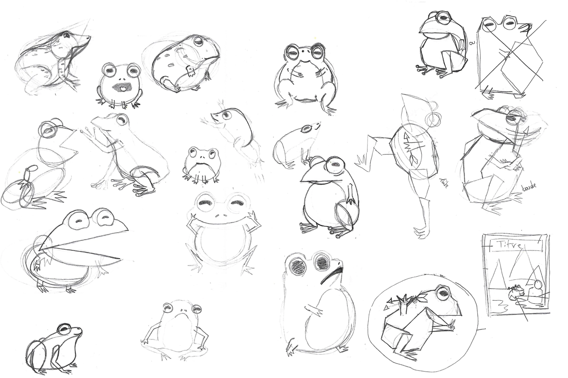 Character sketches from 'Tsarevna the Frog,' showing preliminary drawings of Ivan Tsarevitch and other characters.